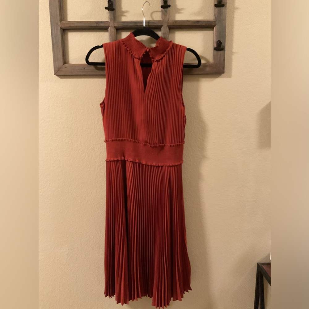 Fall Color Pleated Dress - Picture 2 of 6